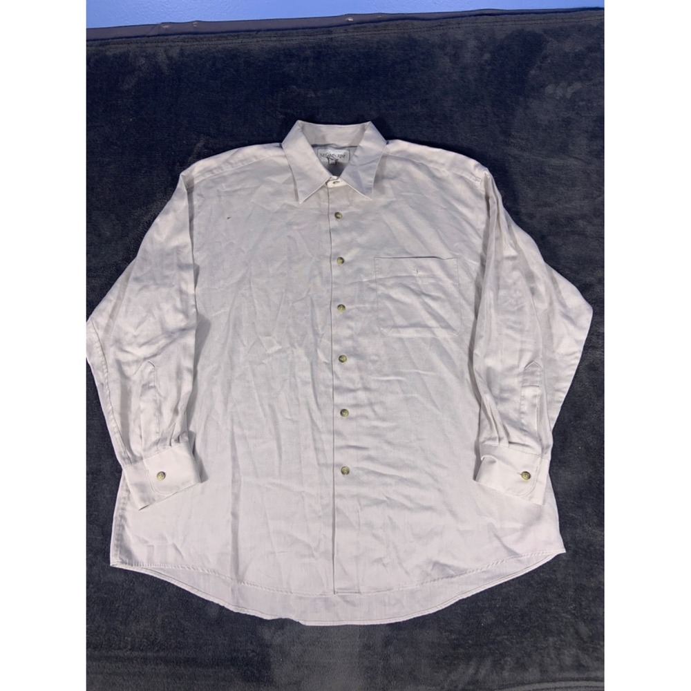 Vintage Yves Saint Laurent Dress Shirt Men 17 32-33 White Cotton YSL Button Down
